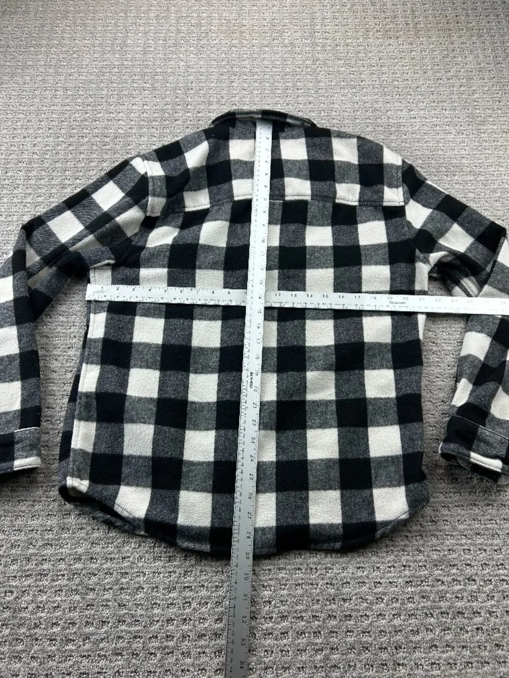 GAP Flannel Fleece Jacket Men Medium M Black White Checkered Casual Thick Polo - Picture 8 of 10
